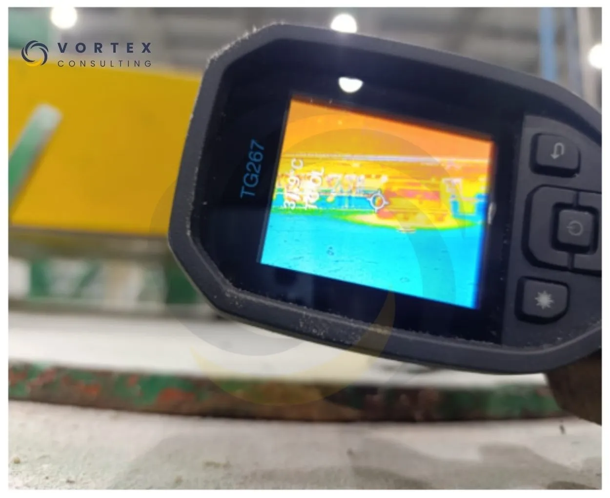 Figura 1. Cámara termográfica utilizada para inspeccionar la distribución de temperaturas en un equipo industrial.